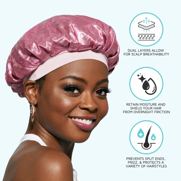 KISS Colors & Care Silky Satin Day & Night Cap, Black, Super Jumbo 
