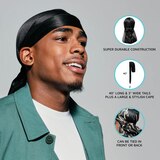 KISS Colors & Care Power Wave Satin Durag, Black, thumbnail image