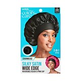 KISS Colors & Care Silky Satin Reversible Hair Bonnet Cap, Wide Edge, Black, Extra Large, thumbnail image