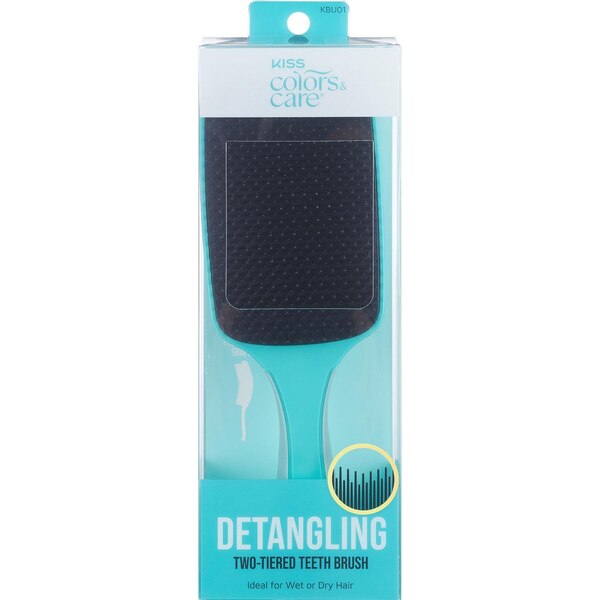 Kiss Colors & Care Detangling Two-Tiered Teeth Brush