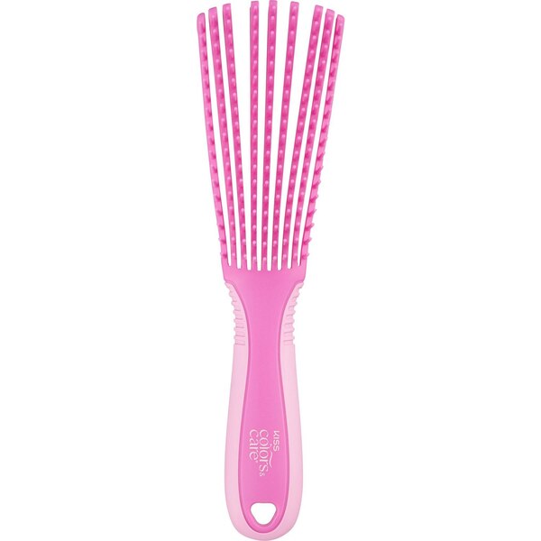Kiss Colors Care Glide & Define Detangler 9 Row Non-Slip Brush, Pink