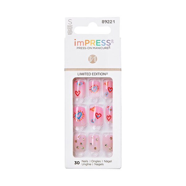 imPRESS Press-On Manicure Limited Edition Pride Nails, Pink, Short, Square, 33 Ct.