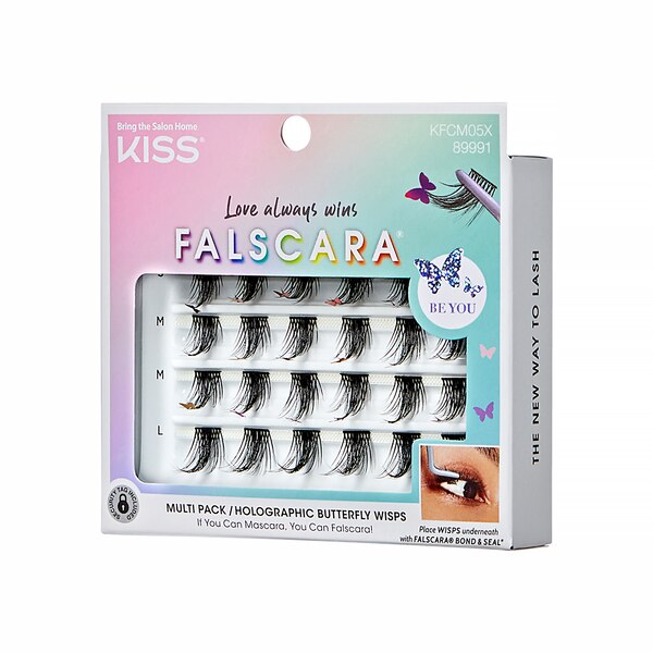 KISS Falscara Limited Edition Pride Eyelash Wisps, Black, 24 Holographic Butterfly Wisps