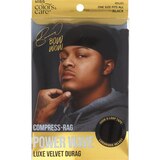 KISS Colors & Care Compress Power Wave Luxe Velvet Durag, Black, One Size, thumbnail image
