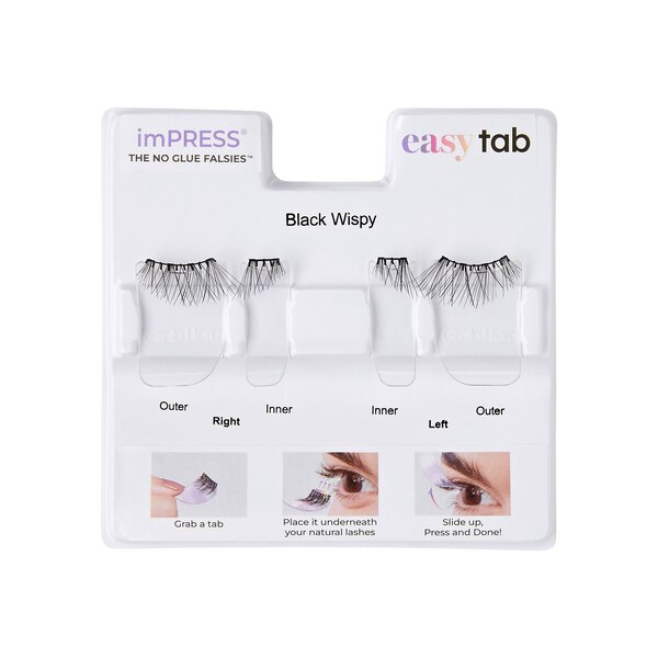 KISS imPRESS Press on Falsies Easy Tab, Black Wispy