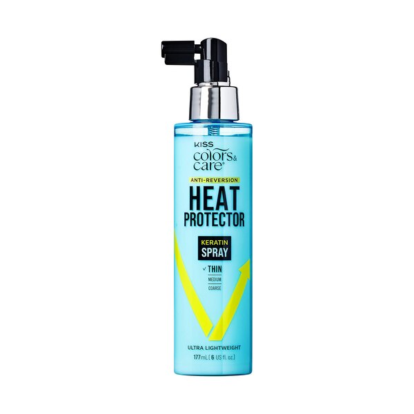 KISS Colors & Care Anti-Reversion Heat Protector Keratin Spray, 6 OZ
