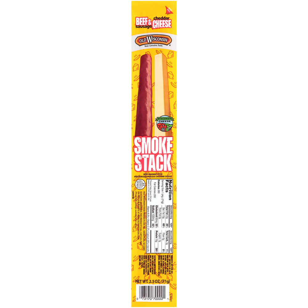 Old Wisconsin Beef Stick & Cheddar Cheese Smokestack, 2.5 oz