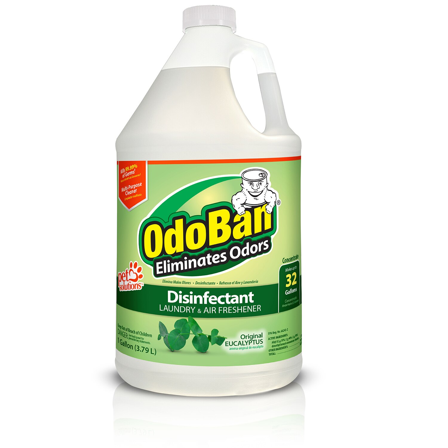 OdoBan - Desinfectante para ropa y ambientador concentrado, Original Eucalyptus, 1 galón