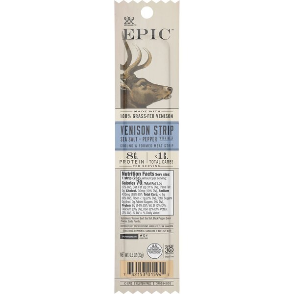 Epic Strips Venison Sea Salt Pepper, 0.8 oz