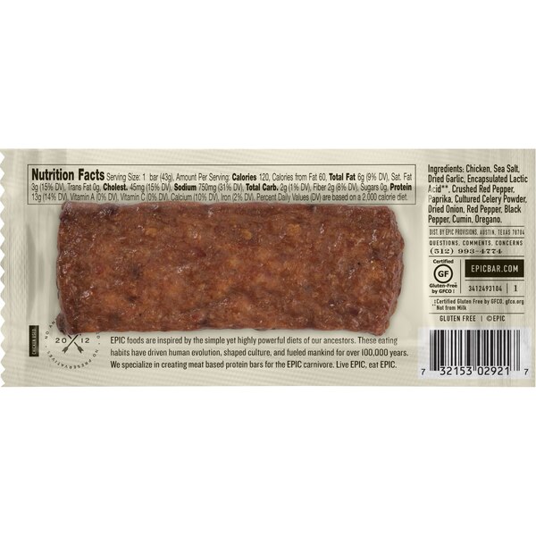 Epic Chicken Sriracha Meat Bar, 1.5 OZ