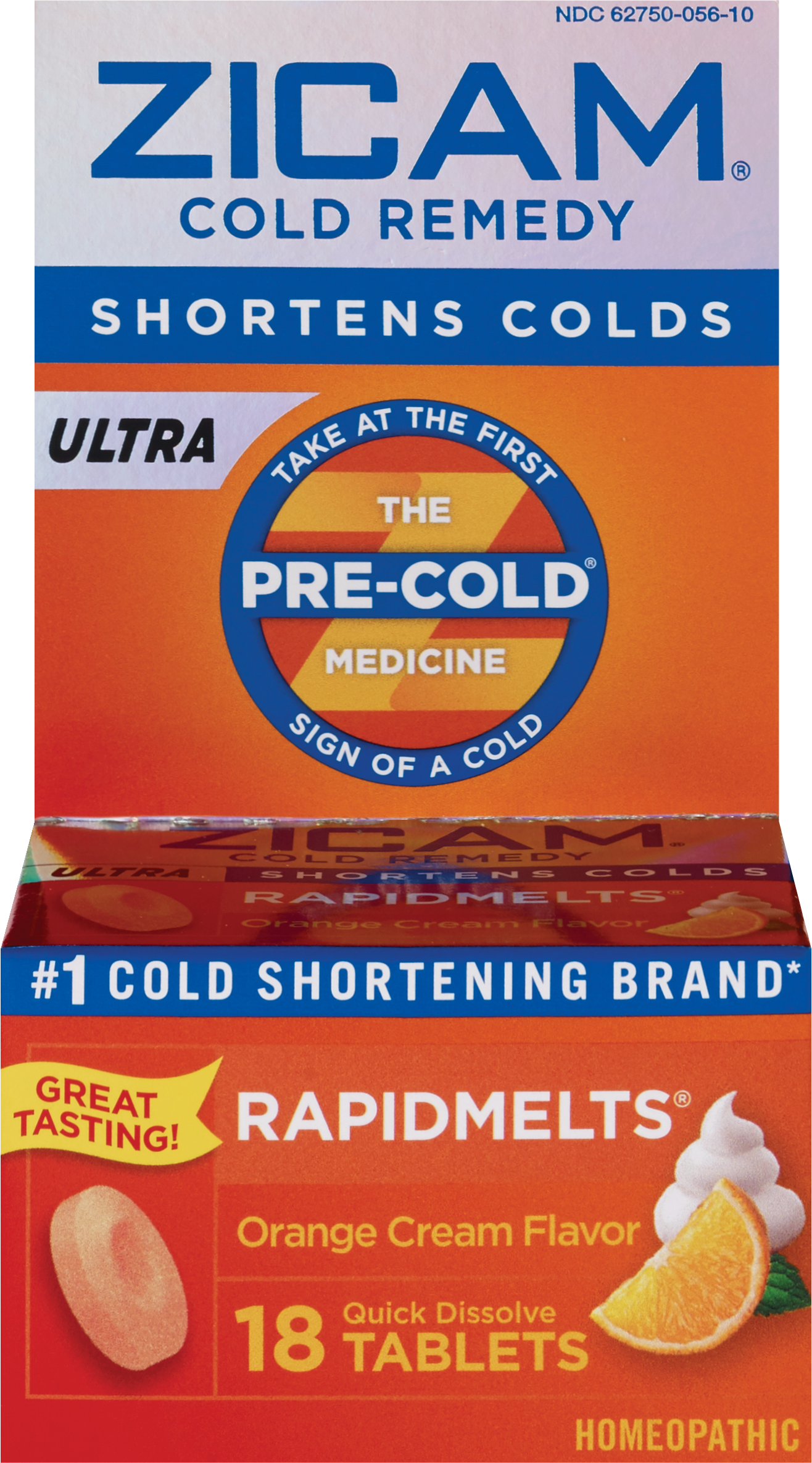 Zicam Cold Remedy Rapid Melt - Tabletas homeopáticas para el resfrío, Orange, 18 u.