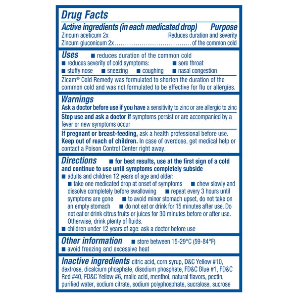Homeopathic  Zicam Medicated Fruit Drops, 25CT