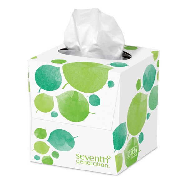 Seventh Generation 100% Recycled Facial Tissue Cube, 85 Sheets