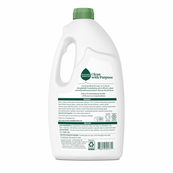 Seventh Generation Natural Gel Dishwasher Detergent, Lemon Scent, 42 oz