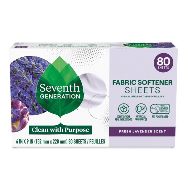 Seventh Generation Fabric Softener Sheets, Fresh Lavender, 80 ct