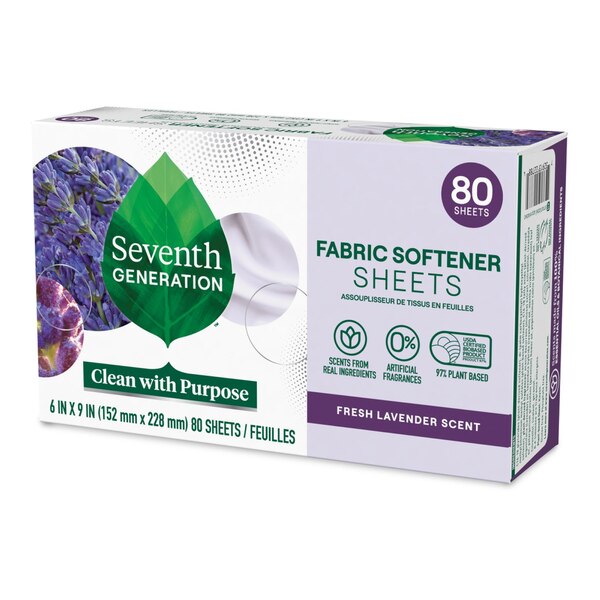 Seventh Generation Fabric Softener Sheets, Fresh Lavender, 80 ct