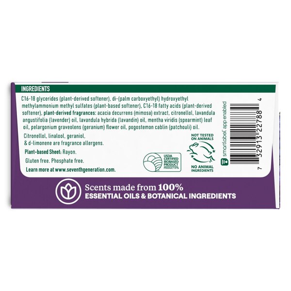 Seventh Generation Fabric Softener Sheets, Fresh Lavender, 80 ct