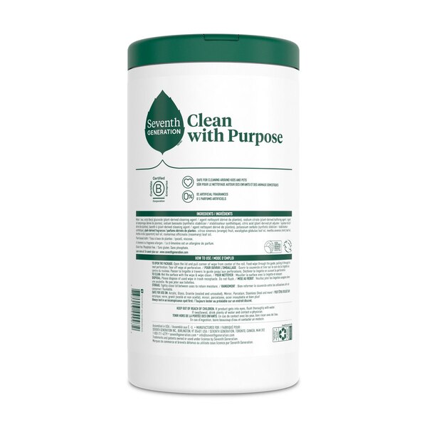 Seventh Generation Multi Surface Wipes, Garden Mint Scent, 70 ct