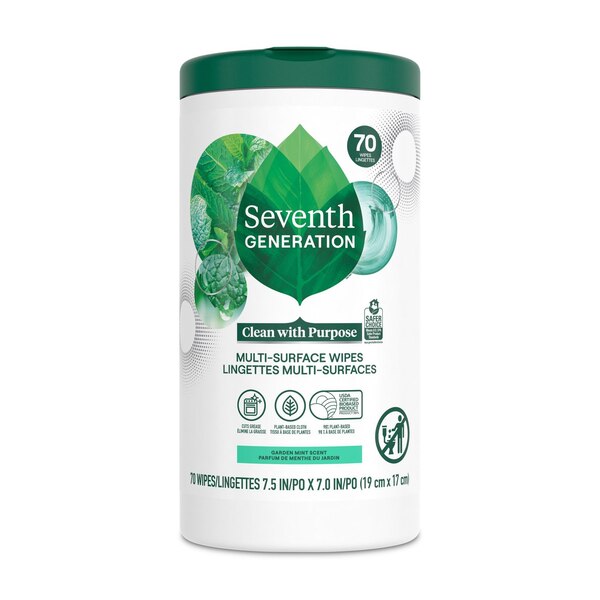 Seventh Generation Multi Surface Wipes, Garden Mint Scent, 70 ct