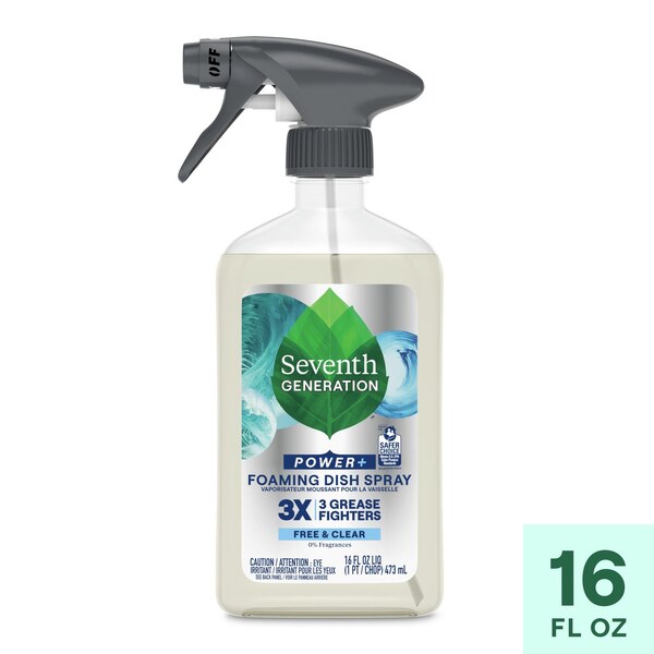 Seventh Generation Foaming Dish Spray, Fragrance Free, 16 oz