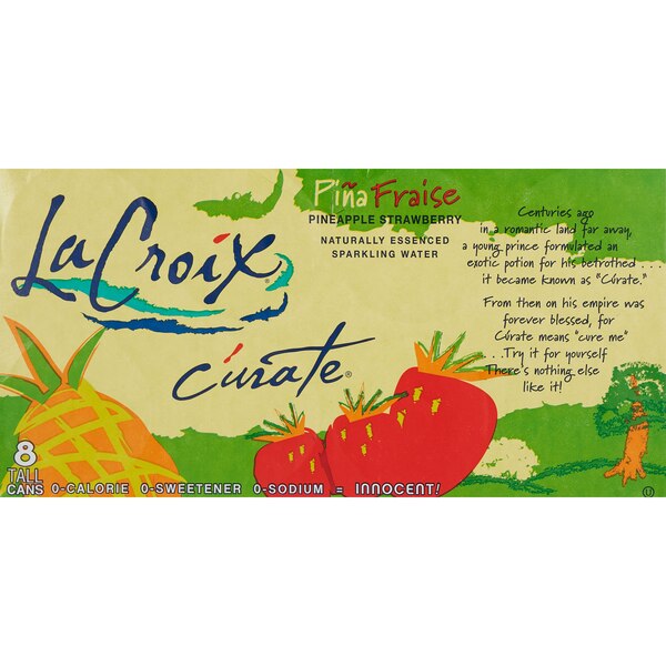 LaCroix Curate Pineapple Strawberry Sparkling Water, 8 ct, 12 oz