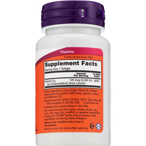 Now Vitamin D-3 5000 IU Softgels