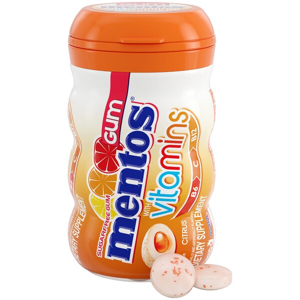 Mentos Sugar-Free Chewing Gum with Vitamins B6, C and B12, Citrus Flavored, 45 ct