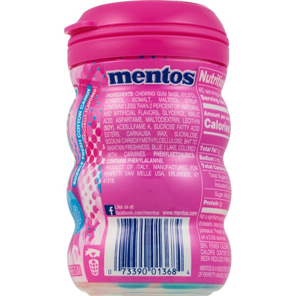 Mentos Sugarfree Gum Bubblefresh Cotton Candy, 45 ct