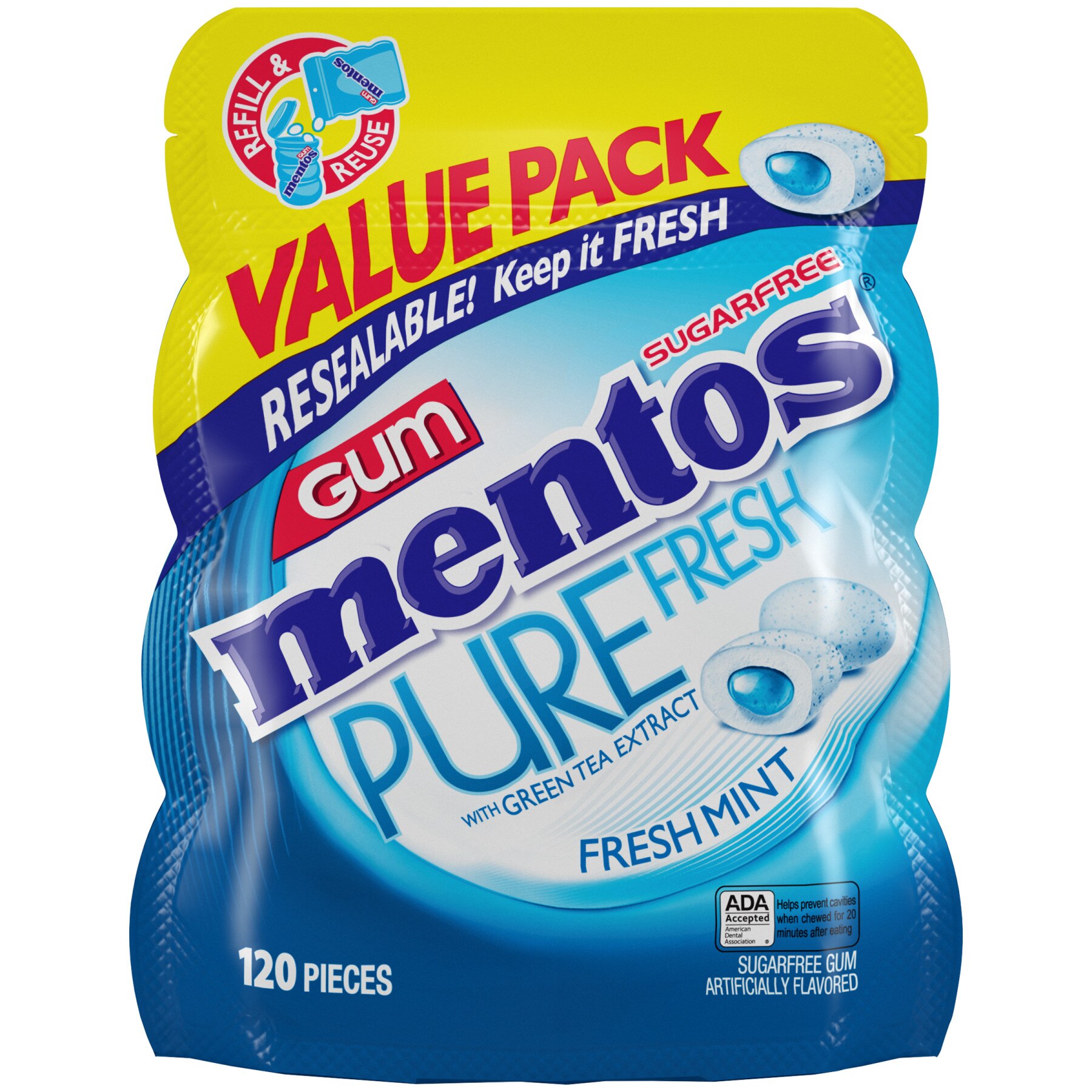 Mentos Pure Fresh - Chicles, Fresh Mint, 120 u.