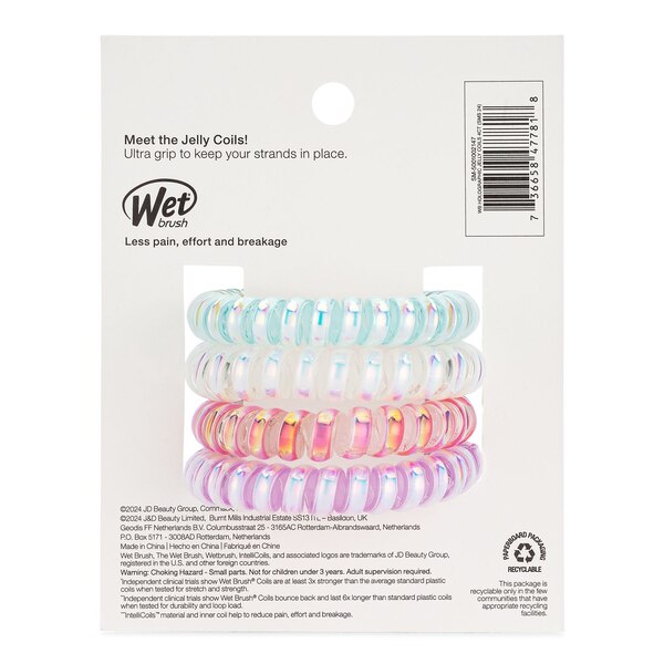 Wet Brush Holographic Jelly Coils Hair Elastics, 4 CT