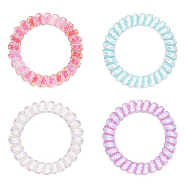 Wet Brush Holographic Jelly Coils Hair Elastics, 4 CT