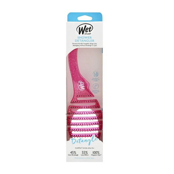 Wet Brush Shower Detangling Brush, Pink Glitter 