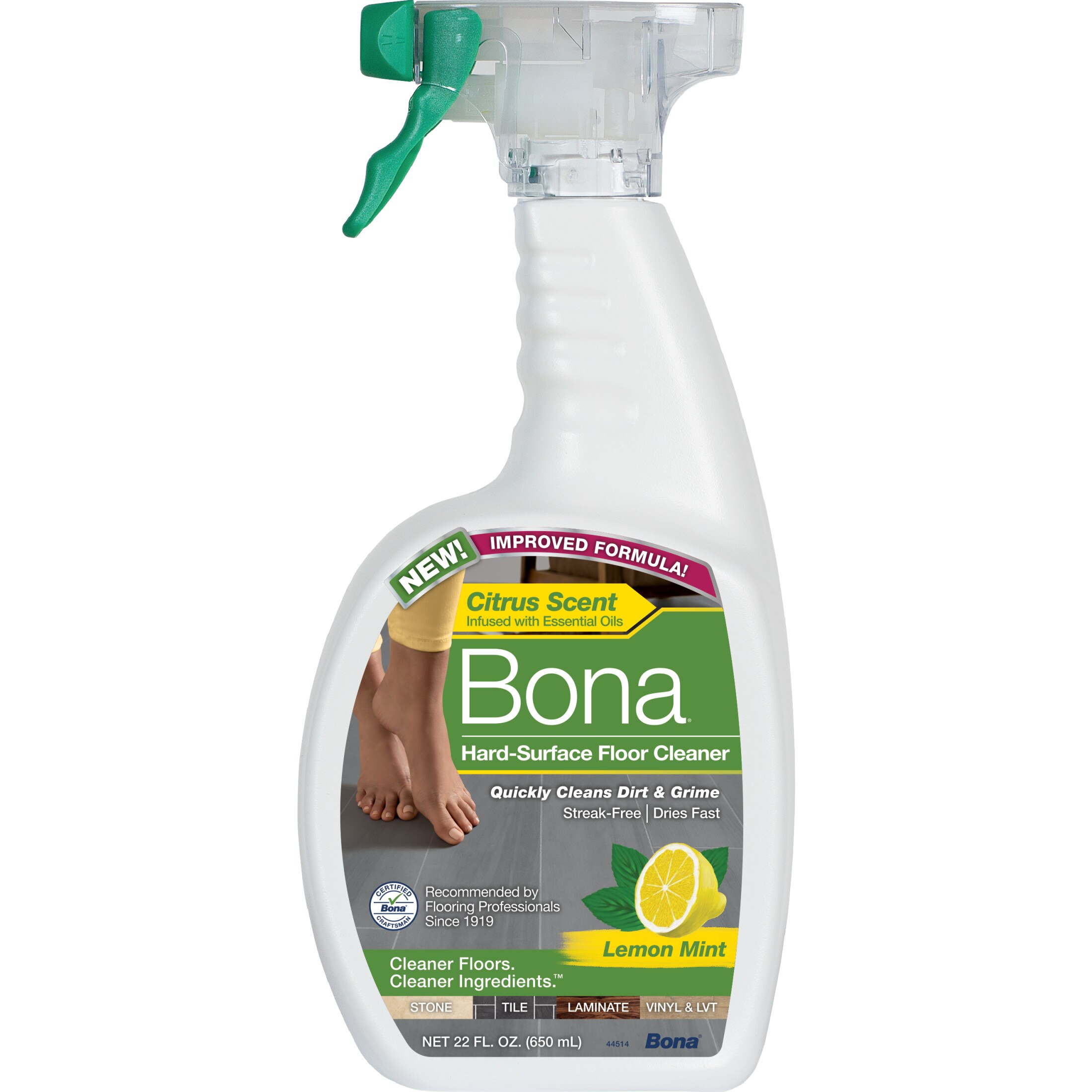 Bona Hard-Surface Floor Cleaner with Lemon Mint, 22 oz