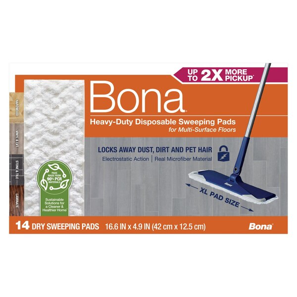 Bona Heavy Duty Disposable Sweeping Pads for Multi-Surface Floors, 14 ct