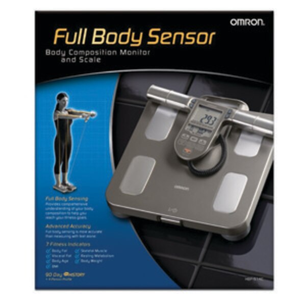 Omron Full Body Sensor - Balanza y monitor de composición corporal con 7 indicadores de estado físico y memoria de 90 días