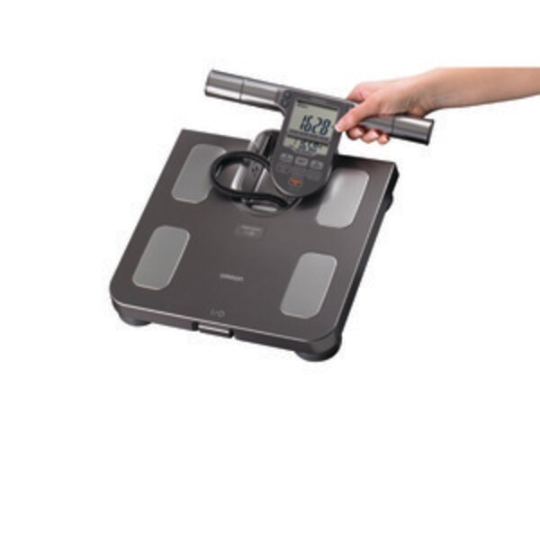 Omron Full Body Sensor - Balanza y monitor de composición corporal con 7 indicadores de estado físico y memoria de 90 días