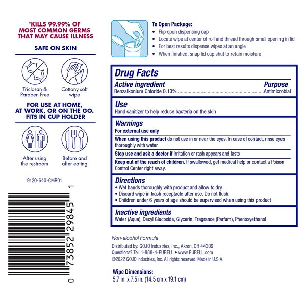 Purell Hand Sanitizing Wipes, 40 CT
