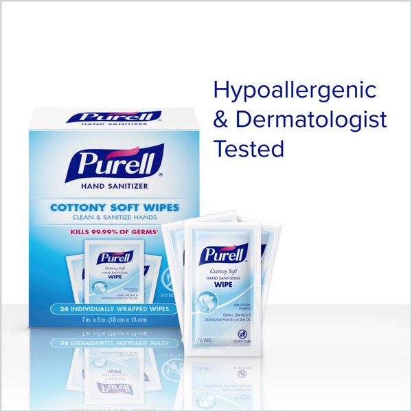 Purell Cottony Soft Sanitizing Wipes, Individually Wrapped, 24 CT