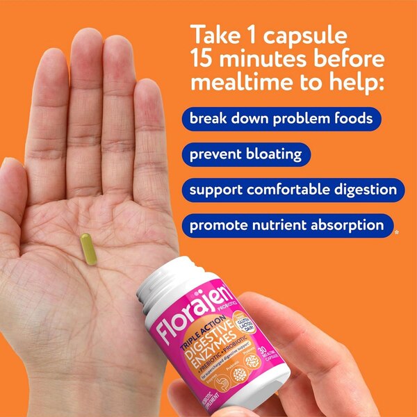 Florajen Triple Action Digestive Enzymes, 30 CT