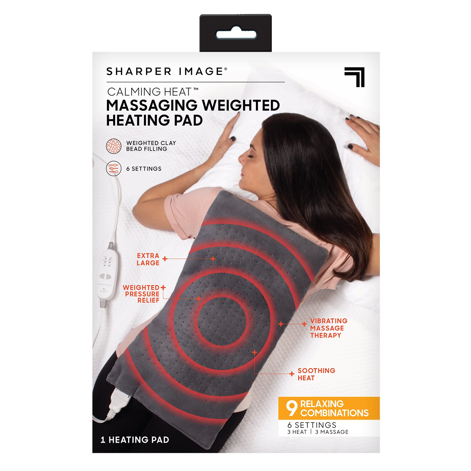Sharper Image - Almohadilla térmica masajeadora con peso