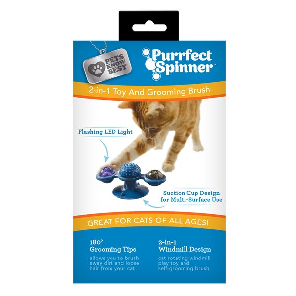 Pets Know Best Purrfect Spinner 2-in-1 Toy & Grooming Brush