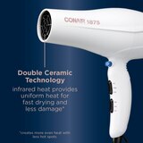Conair 1875W Double Ceramic Hair Dryer, White, thumbnail image