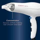 Conair 1875W Double Ceramic Hair Dryer, White, thumbnail image
