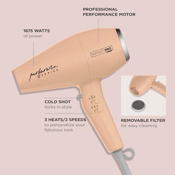 Conair InfinitiPRO Ionic Ceramic Performa Series Hair Dryer, Tan