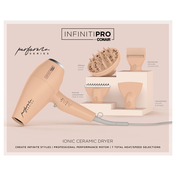 Conair InfinitiPRO Ionic Ceramic Performa Series Hair Dryer, Tan