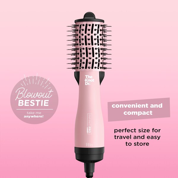 Conair InfinitiPRO The Knot Dr. All-in-One Compact Oval Dryer Brush, Pink