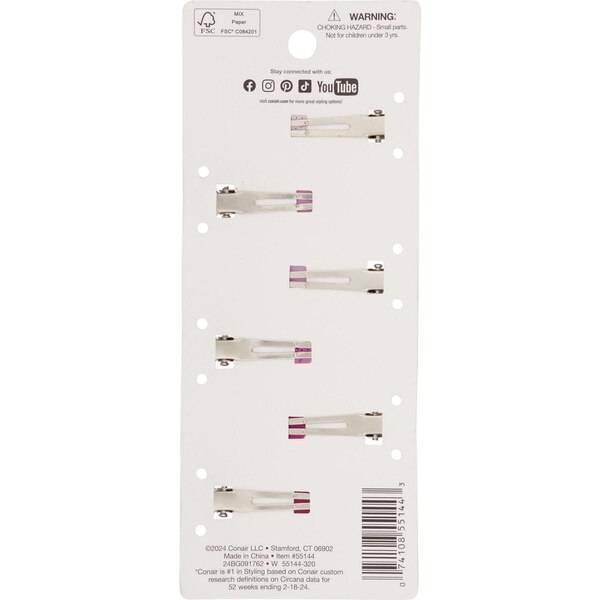 Conair Tamera Dent Free Textured Hair Clips, Assorted Pink, 6 CT