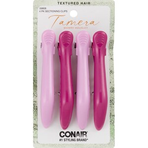 Conair Tamera Textured Hair Sectioning Clips, Pink, 4 CT