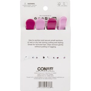 Conair Tamera Textured Hair Sectioning Clips, Pink, 4 CT