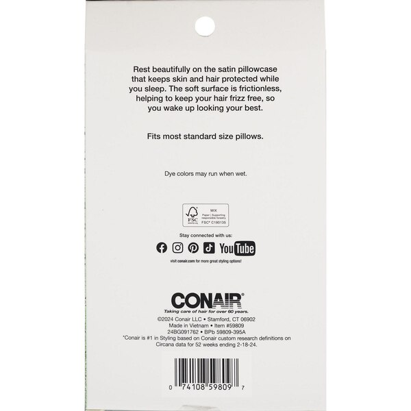 Conair Tamera Super-Soft Satin Pillowcase, 1 CT